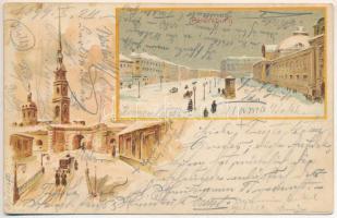 1899 (Vorläufer) Saint Petersburg, Petrograd, Leningrad; winter. Art Nouveau montage litho