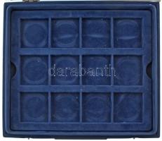 "Schöne Schweiz" kék bársonyborítású érmetartó kazetta 1db kivehető tálcával, összesen 24d...