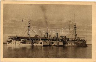 SMS MARS (ex Tegetthoff) az Osztrák-Magyar Haditengerészet Tegetthoff-osztályú csatahajója / K.u.K. Kriegsmarine / SMS MARS, Austro-Hungarian Navy Tegetthoff-class battleship. Phot. A. Hauger Pola 1917. Nr. 1062. (szakadás / tear)