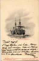 1904 SMS TEGETTHOFF az Osztrák-Magyar Haditengerészet Tegetthoff-osztályú csatahajója / K.u.K. Kriegsmarine - Ein Theil des Reinerträgnisses ist der Marinerkirche in Pola gewidmet - Alois Ebeseder / SMS Tegetthoff, Austro-Hungarian Navy Tegetthoff-class battleship