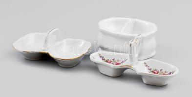 3 db antik sóborskínáló, közte jelzéssel, kopással, h: 9-12 cm