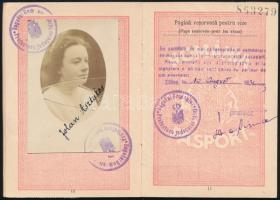 1931 Román útlevél idegeneknek a feleség fényképével is / Romanian passport for strangers