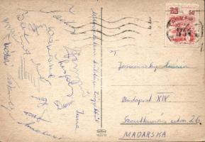 1966 A magyar labdarúgó-válogatott tagjai által aláírt képeslap pl: Bene Ferenc, Farkas János...