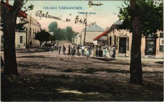 1914 Varannó, Vranov nad Toplou; Rákóczi utca, Központi szálloda, üzlet. Spira Ábrahám kiadása / street, hotel, shop