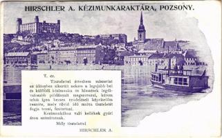 1899 (Vorläufer) Pozsony, Pressburg, Bratislava; Hirschler A. kézimunkaraktára reklám / handicraft shops advertisement (EK)