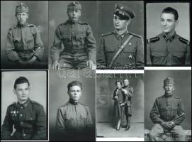 Katonákról eltérő időben készült felvételek, 13 db modern nagyítás, 15x10 cm