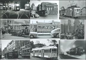 Budapesti villamosok, eltérő időben készült felvételek, 13 db modern nagyítás különféle járatokról (...