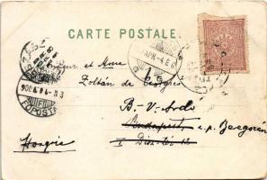 1900 Damascus, Damas; La Rue Droite, Bédouins Syriens, Vue générale de la Fortresse. A. Piltz / stre...