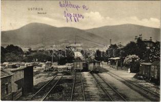 1911 Ustron, Bahnhof / railway station, trains, machine factory (EK)