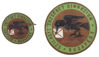 ~1940. "Szilágyi Erzsébet Gimnázium - Budapest" zománcozott fém jelvény (2xklf) T:AU