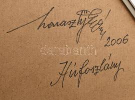 Haraszty István (1934-2022): Hírfoszlány, 2006. Akril, kollázs, farost, jelzett a hátoldalán, keretb...