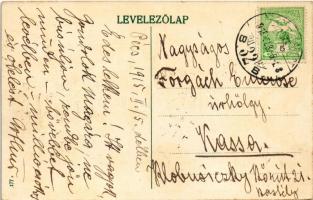 1915 Pécs, Király utca, villamos a Főpályaudvar felé, megállóhely, Molnár János csemege és fűszer üz...