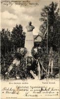 1907 Szatmárnémeti, Szatmár, Satu Mare; Kiss Gedeon szobra, Városi kioszk. Hollósi felvétele. L.D.F. 126. / statue, kiosk, restaurant