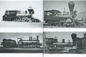 cca 1870 Lokomotívok tétele, Fekete György (1904-1990) budapesti fényképész hagyatékából (vasúttörténeti gyűjteményéből) 7 db modern nagyítás, 15x21 cm és 10x15 cm