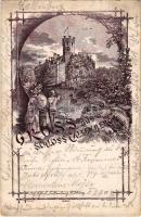 1895 (Vorläufer) Coburg, Gruss aus Schloss Callenberg / castle. Art Nouveau, floral (EB)