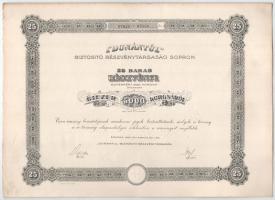 Sopron 1922. " 'Dunántúl' Biztosító Részvénytársaság Sopron" 25db részvénye egyben, összesen 5000K értékben szelvényekkel, szárazpecséttel T:AU