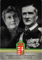 Horthy Miklós kormányzó és Horthy Miklósné Purgly Magdolna, magyar címer / Seine Durchlaucht der Reichsverweser des Königreichs Ungarn Vitéz Nikolaus Horthy von Nagybánya, Ihre Durchlaucht Frau von Horthy + 1938 Stuttgart VI. Reichtsagung d. Auslandsdeutschen 1938 Nürnberg Deutschlandreise Reichsverweser v. Horthy So. Stpl.