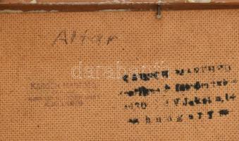 Karsch, Manfred (1948-): Oltár (Altar), 1981. Olaj, farost, jelezve jobbra lent, hátoldalán autográf...