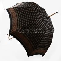 Napernyő, sötét alapon mintás szövet ernyő, fa fogóval, h: 91 cm