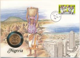 Nigéria 1974. 1k felbélyegzett borítékban, bélyegzéssel, német nyelvű leírással T:UNC  Nigeria 1974. 1 Kobo in envelope with stamp and cancellation, with German description C:UNC