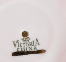 Victoria China kakas figurával díszített porcelán lágytojás kínáló, matricás, jelzéssel, kis kopotts...