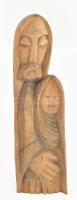 Férfi és nő faragott fa szobor, jelzés nélkül, jó állapotban, m: 42,5 cm