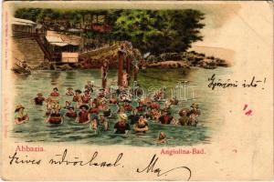 1901 Abbazia, Opatija; Angiolina-Bad / spa, beache, bathers. G. Ertel. litho (fa)