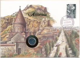 Örményország 1994. 10l Al felbélyegzett borítékban, bélyegzéssel, német nyelvű tájékoztatóval T:UNC Armenia 1994. 10 Luma Al in envelope with stamp, cancellation and a prospectus in german C:UNC