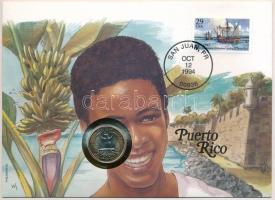 Amerikai Egyesült Államok / Puerto Rico 1993. 25c Cu felbélyegzett borítékban, bélyegzéssel, német nyelvű leírással T:UNC  USA / Puerto Rico 1993. 25 Cents Cu in envelope with stamp, cancellation and a prospectus in german C:UNC