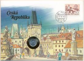 Cseh Köztársaság 1995B 10h Al felbélyegzett borítékban, bélyegzéssel, német nyelvű leírással T:UNC  Czech Republic 1995B 10 Heller Al in envelope with stamp, cancellation and a prospectus in german C:UNC