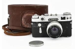 1964 Zorkij-6 távmérős fényképezőgép, Jupiter 8 2/50 mm objektívvel, eredeti bőr tokjában