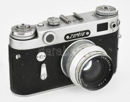 1964 Zorkij-6 távmérős fényképezőgép, Jupiter 8 2/50 mm objektívvel, eredeti bőr tokjában