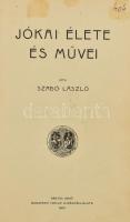 Szabó László: Jókai élete és művei. Bp., 1904, Rákosi Jenő, 1 t. + 367 p. Egyetlen kiadás. Szövegközi fekete-fehér képekkel illusztrált. Kiadói aranyozott, dombornyomott egészbőr-kötés, kissé sérült, foltos, kopottas borítóval, néhány kissé foltos lappal, a fűzéstől elváló címképpel, tulajdonosi névbejegyzéssel.
