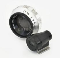 Meopta Belar 4,5/105 objektív + Jupiter F 8,5 cm lencse, bakelit tokban