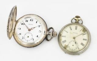 Elira ezüst (Ag) zsebóra niellós, aranyberakásos figurális díszítéssel., jelzett, nem működik d: 50 mm + Enigma fém tokos zsebóra sérült számlappal. Nem működik d: 50 mm