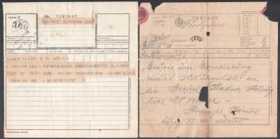 1894-1930 9 db távirat a győri alispánnak