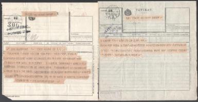 1894-1930 9 db távirat a győri alispánnak