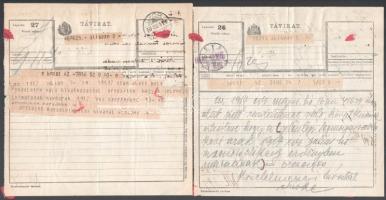 1894-1930 9 db távirat a győri alispánnak