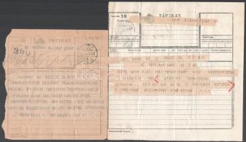 1894-1930 9 db távirat a győri alispánnak