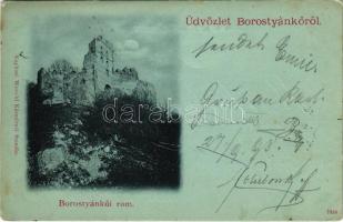 1898 (Vorläufer) Borostyánkő, Bernstein; várrom este. Wetschl Kázmér / Schlossruine / castle ruins at night (EK)
