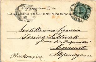 1901 Trieste, Piazza della Borsa. Deposito Alessandro Levi, Art Nouveau metal foil (EB)