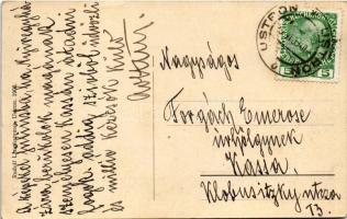 1909 Ustron, Hauptstrasse. Rudolf Langhammer 1908. / main street, shops of Felix Kania and Feuereise...