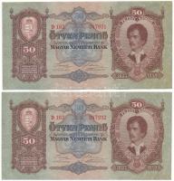 1932. 50P (2x) sorszámkövetők "D 162 047931 - D 162 047932" T:XF,VF Adamo P14
