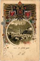1900 Merano, Meran (Südtirol); Julius Scheibein Art Nouveau, embossed, coat of arms litho (EK)