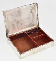 Ezüst (Ag) ékszeres doboz, jelzéssel, fa betéttel, 21x15x4 cm