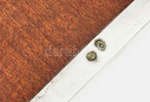 Ezüst (Ag) ékszeres doboz, jelzéssel, fa betéttel, 21x15x4 cm