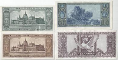 9db-os korona, pengő és forint bankjegy tétel, közte 1920. 10K (3x) + 1923. 1000K "Magyar Pénzj...