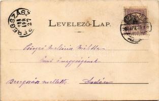 1900 Eperjes, Presov; Római katolikus főtemplom, piac. Kósch Árpád kiadása, Divad / church and marke...