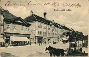 1910 Kassa, Kosice; Orsolya rendiek zárdája, Grossmann Sá. utóda és Klein Lajos üzlete, piac. Divald K. fia 49. / shops, nunnery, market (EK)