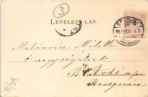 1899 (Vorläufer) Eperjes, Presov; Fő utca / main street (ázott sarkak / wet corners)